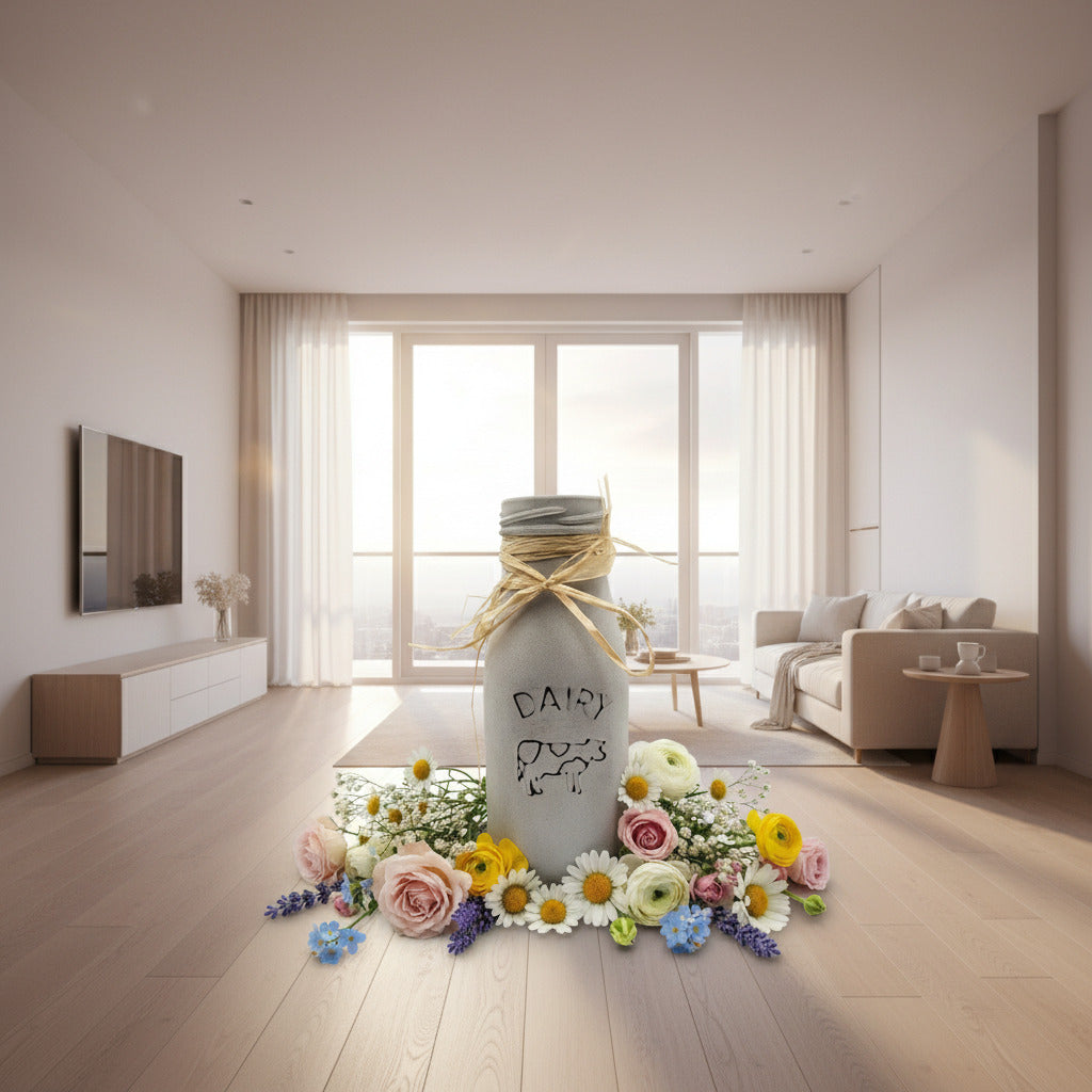 Glass "Dairy" milk grey wash