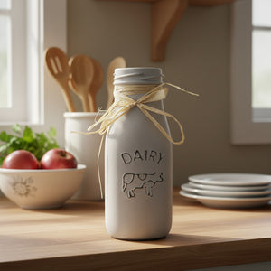 Glass "Dairy" milk grey wash