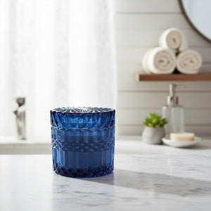 Diamond Blue Glass jar with lid