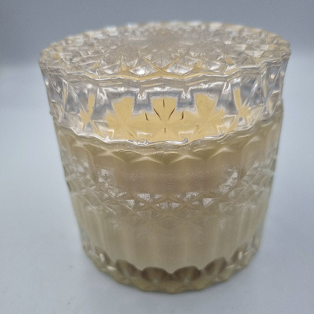 Diamond Clear Glass jar with lid