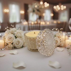 Diamond Clear Glass jar with lid