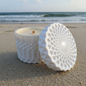 Diamond White Glass jar with lid