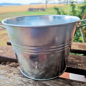 Silver Tin Bucket with Side Handles