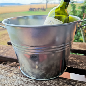 Silver tin bucket with side handles 
