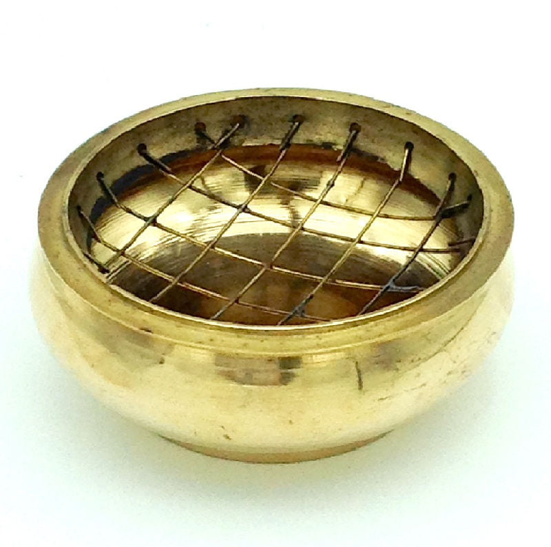 Charcoal Incense Burner - Brass with Screen