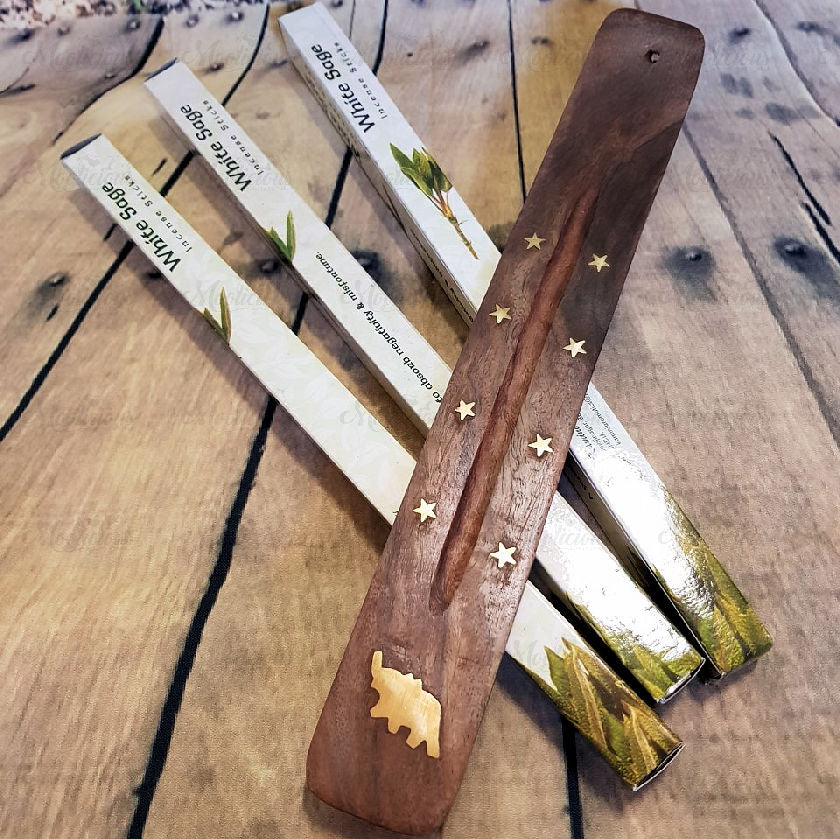 Incense Starter Pack - Incense and Brass Inlay Flat Ash Catcher