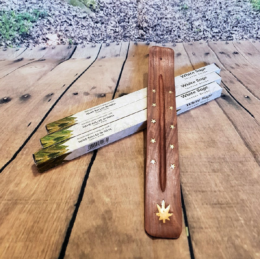 Incense Starter Pack - Incense and Brass Inlay Flat Ash Catcher
