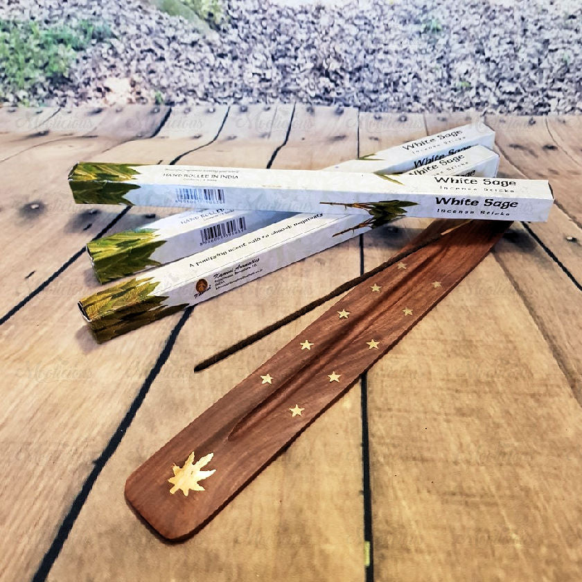 Incense Starter Pack - Incense and Brass Inlay Flat Ash Catcher
