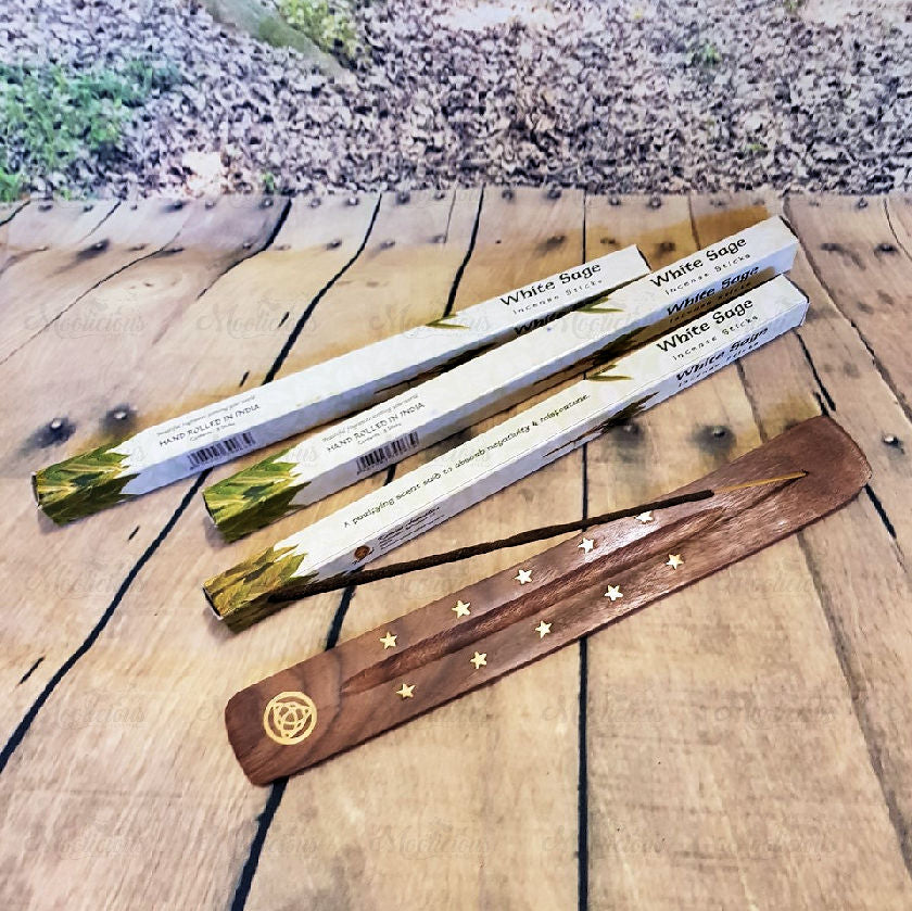 Incense Starter Pack - Incense and Brass Inlay Flat Ash Catcher
