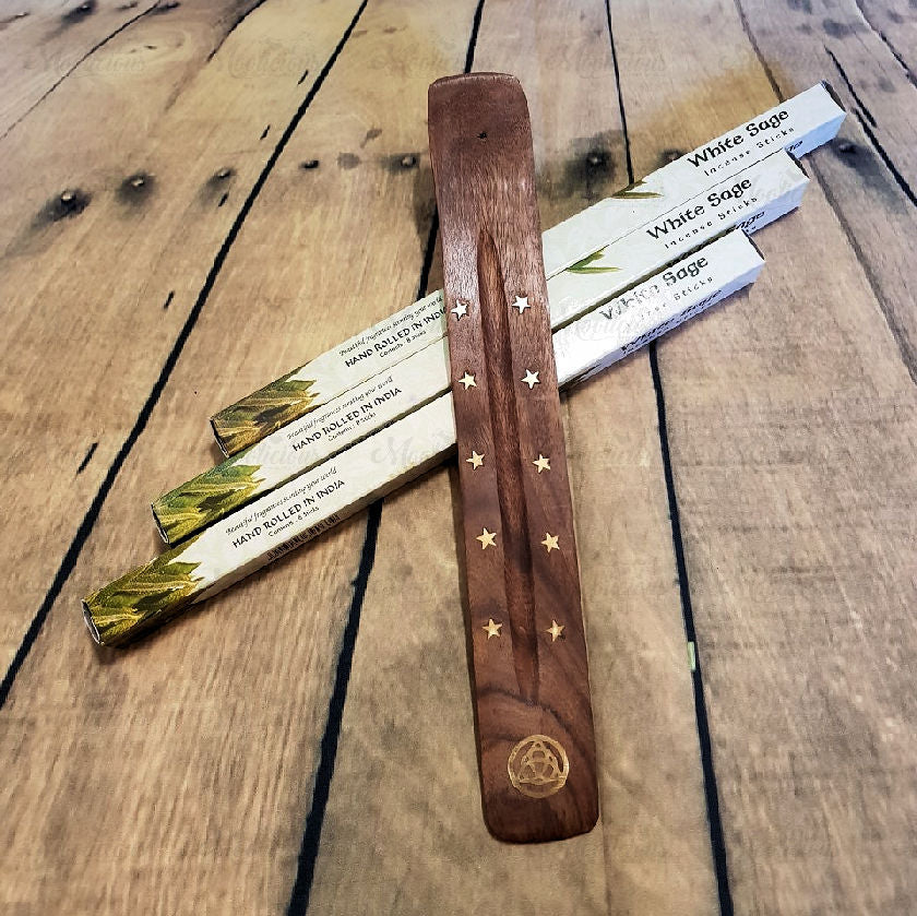 Incense Starter Pack - Incense and Brass Inlay Flat Ash Catcher