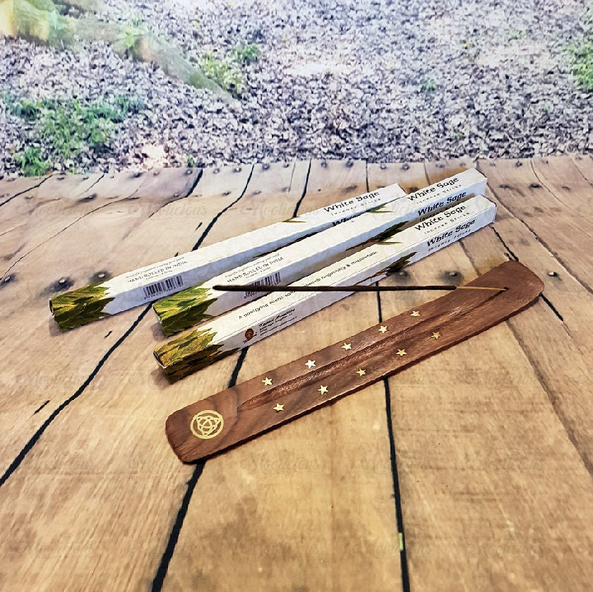 Incense Starter Pack - Incense and Brass Inlay Flat Ash Catcher
