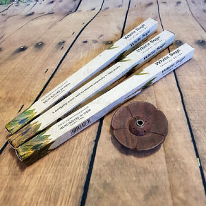 White Sage Incense Starter Pack - Complete with Tibetan Wood Holder