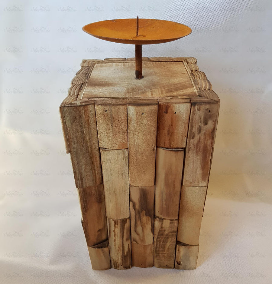 Rustic Wooden Single Candle Holder