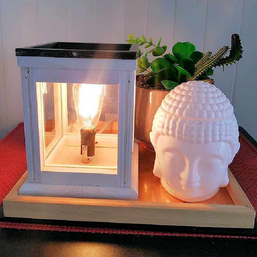 Weathered White Wood Electric Edison Wax Warmer